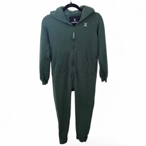 OnePiece Kids Forest Green Zip Up Hooded Jumpsuit Size 134 (8–9Y)